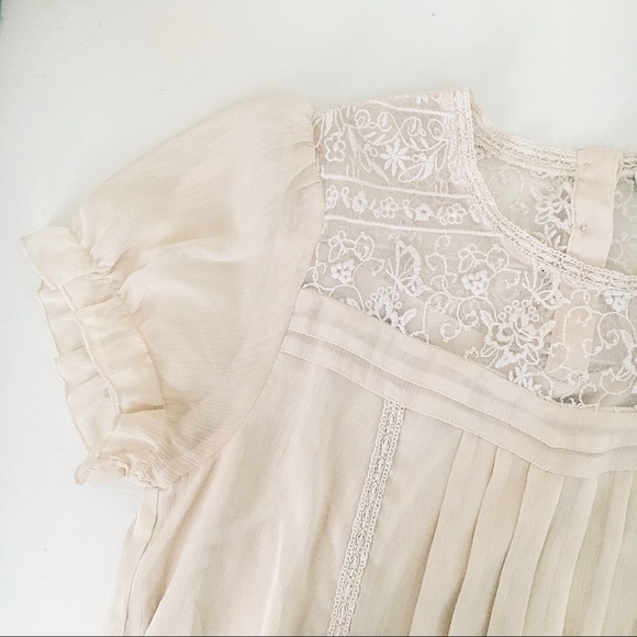 Forever 21 Tops - Cream Lace Detail Chiffon Blouse